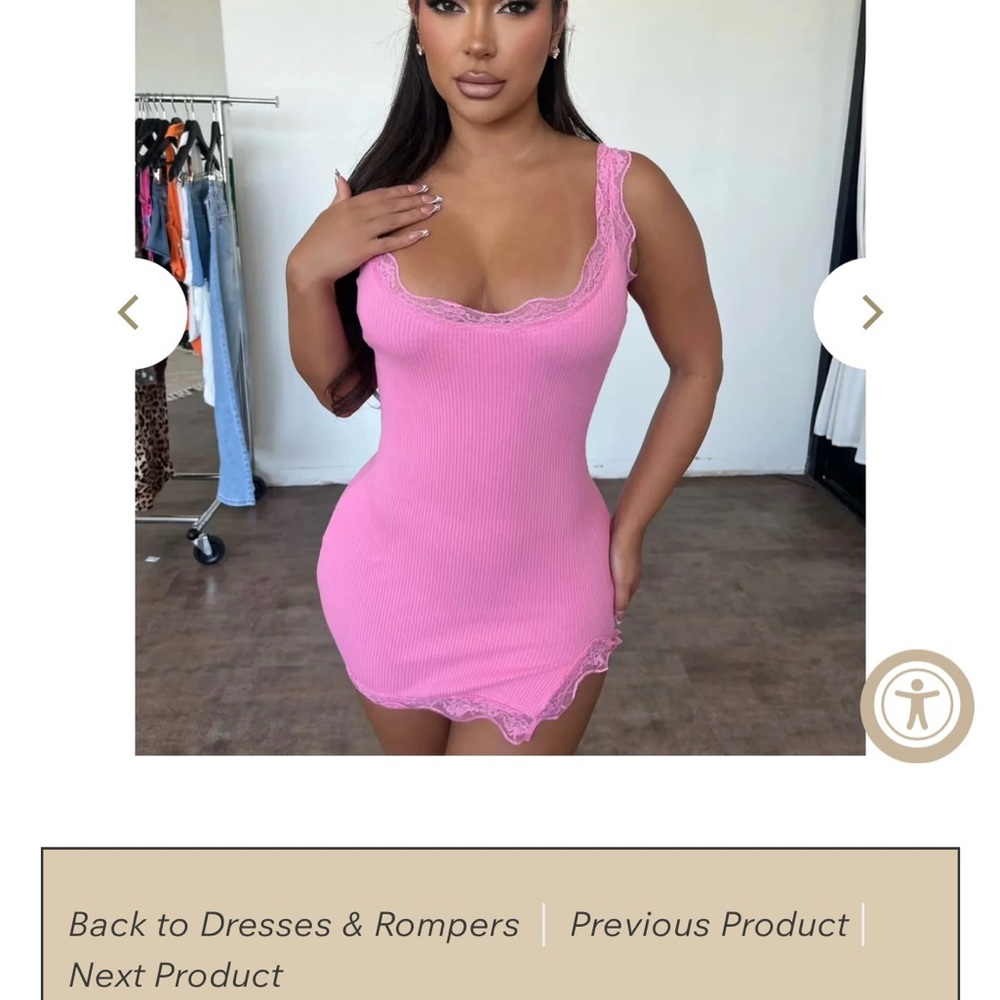 Pink Lace Trim Mini Dress